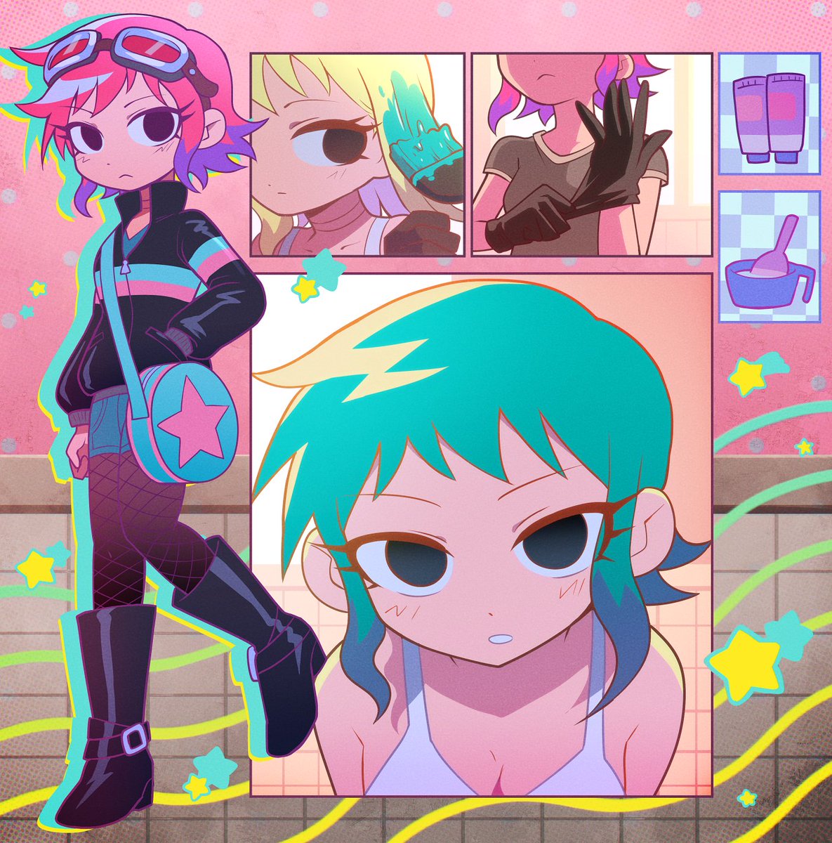 「スコピル絵まとめ | 機動じつリス #pixiv スコピルの絵も溜まってきたので」|機動じつリス🐿個人製作ノベルゲーム『炎獄学園マノモノス』配信中のイラスト