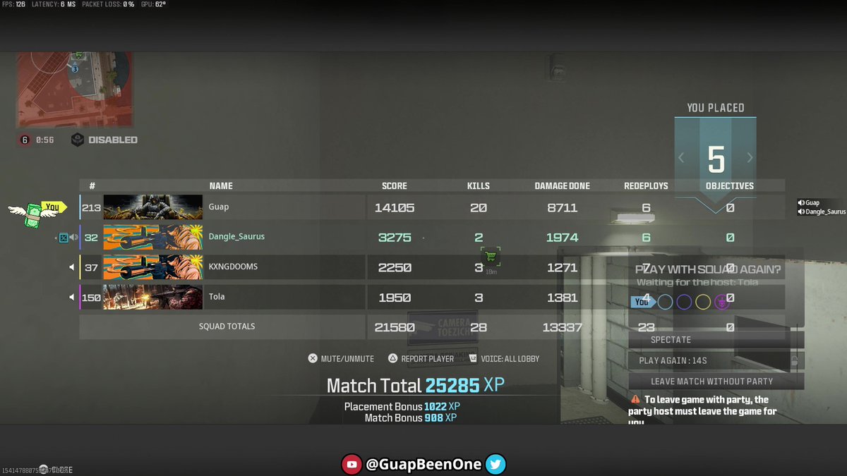 GuapBeenOne's tweet photo. one with 20 still up ⌛️ first two games on 😮‍💨

#Warzone #Resurgence #CODMW3 https://t.co/TeYms1irXS