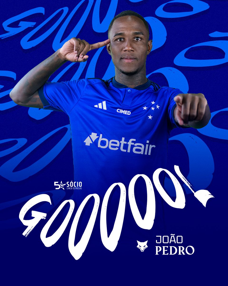 Cruzeiro's tweet photo. 𝗚𝗢𝗢𝗢𝗢𝗢𝗢𝗢𝗢𝗢𝗢𝗢𝗢𝗢𝗢𝗢𝗢𝗢𝗢𝗢𝗟𝗟𝗟 DO JOÃO PEDRO!
⚽ Num belo contra-ataque, com frieza finalizou no canto e fez o segundo!

🔷 #CAMxCRU | 0-2 |  🔷 #SouCruzeiroTradição https://t.co/uYRLAs11uq