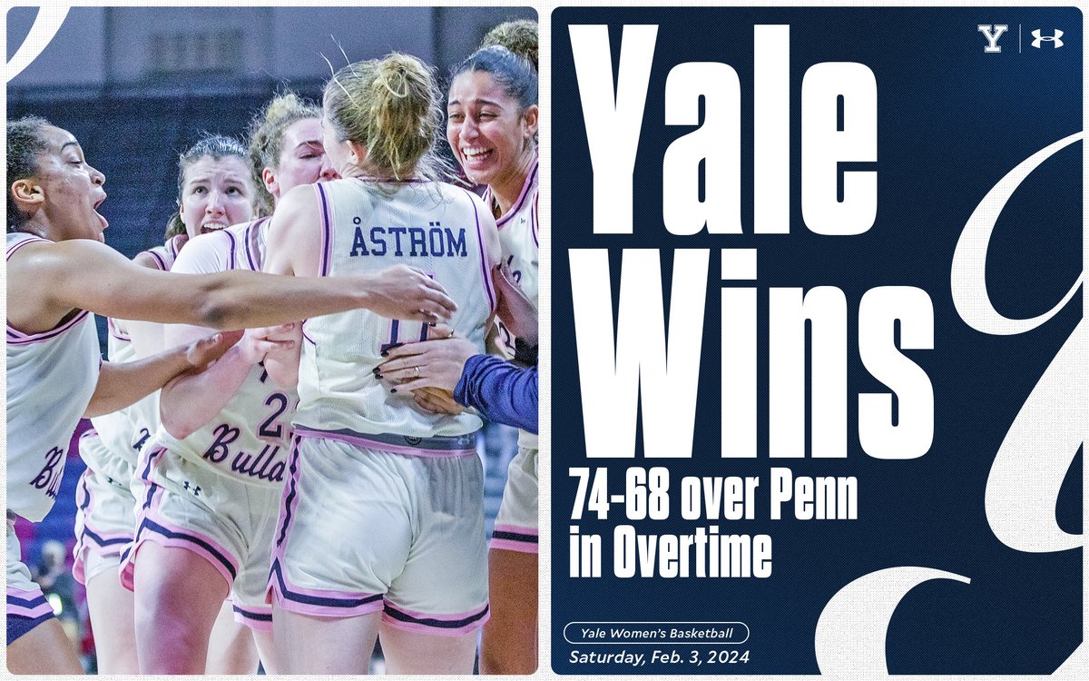 YaleWBasketball's tweet photo. WE WIN IN OVERTIME AT PENN!

#ThisIsYale | #leaveyourprint🐾 https://t.co/4ImznTMMW4
