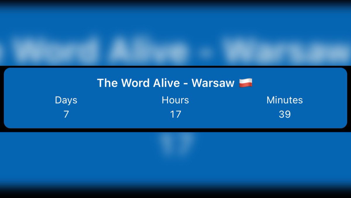 One week till I reunite with my boys <a href="/TheWordAlive/">THE WORD ALIVE</a> in Poland after almost 5 long years! 🥹
I’m insanely excited 🤓
See ya really soon <a href="/tellesmith/">T E L L E</a> <a href="/twazack/">zackhansen</a> <a href="/danieljnel/">Daniel Nelson</a> and Jose (who doesn't have a profile here cause he removed it 😂) 💚

🎟️ shorturl.at/dJRX4

#TWAFamily