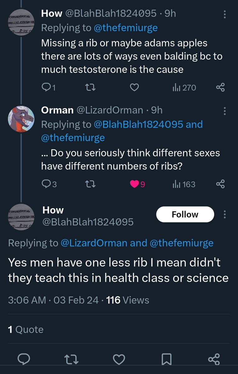 love to talk 'basic biology' with a guy who thinks men and women have different amounts of ribs