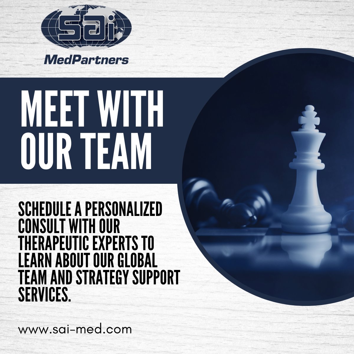 SAIMedPartners's tweet image. Our team has access to diverse markets, offering a comprehensive understanding of global industry trends and competitive landscapes. Schedule a meeting our #therapeuticexperts on our website: sai-med.com

#StrategySupport #StrategicPartner #Pharmaceuticals #Biotech