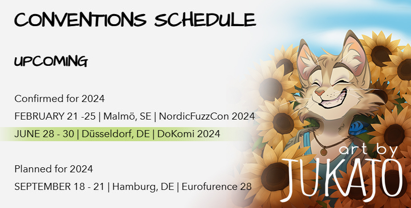 JukajoArt's tweet photo. Convention schedule update: DoKomi 2024 is confirmed 🥳 and EF application has been submitted 😺 https://t.co/Dm8mm3hXxD