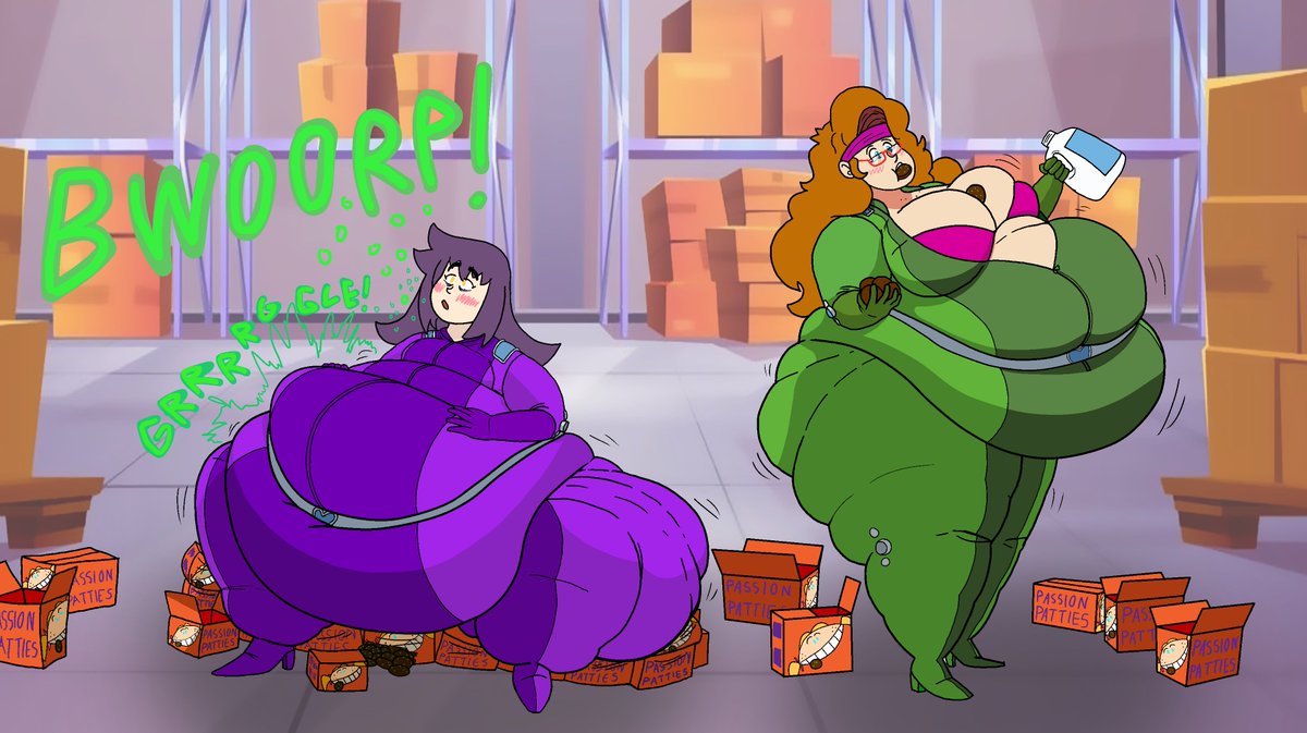 🍪(Drawn/Colored by @CakeInspector, Comm'd by me!) 🕵️‍♀️Jennete (On left) Donna (@RemRamWaluigi's girl on the right) An old comm I touched up. Looks like a mission at the Passion Patties warehouse went wrong... hopefully the two girls can resist long enough to escape...