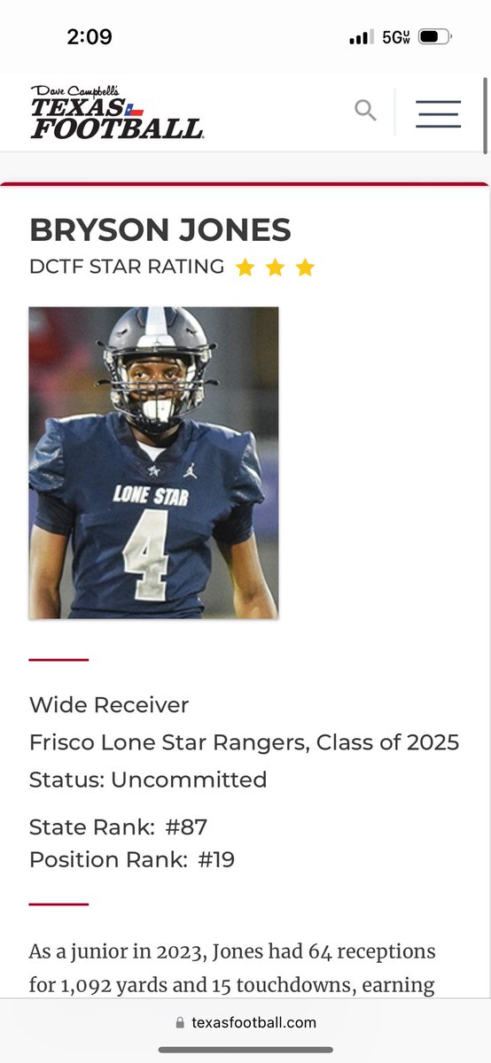 BrysonJones__'s tweet photo. #AGTG Blessed to be ranked a 3⭐️ by @dctf @Rivals @247Sports https://t.co/C4FAn4qiGA