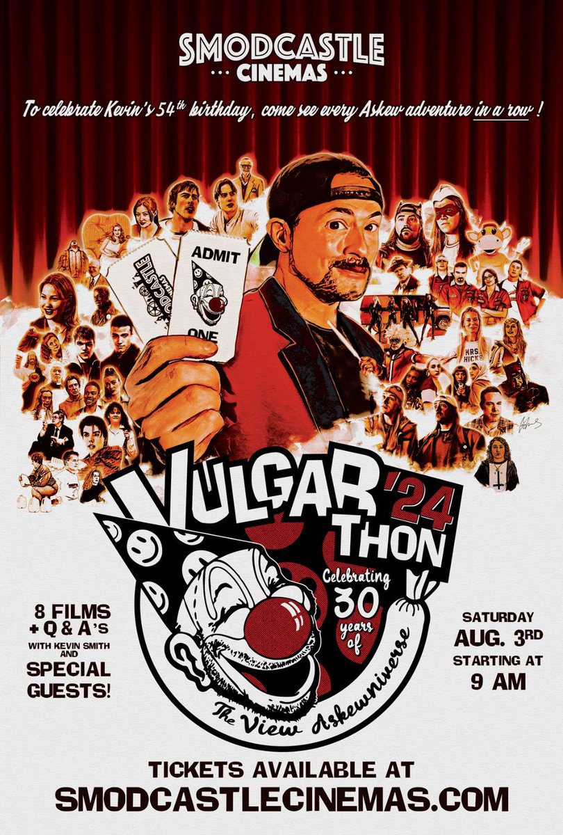 6 MONTHS FROM TODAY! VULGARTHON comes to @SmodCinemas! Join us for a journey into every Askewniverse adventure I ever directed! Make it all the way to the credits of @ClerksMovie and you’ll win an exclusive event-oriented challenge coin! Tickets: smodcastlecinemas.com/ticketing/5FAA…