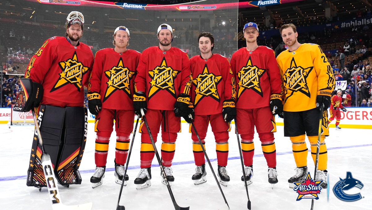 Canucks's tweet photo. Six take the ice in the 6ix. 🏙️

#Canucks | @Rogers https://t.co/RqsUUS1NSh