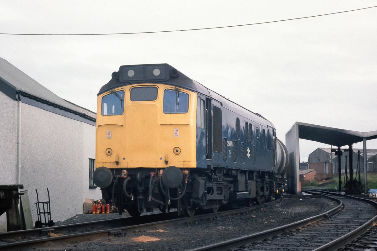 Not sure whether I've posted this one before, apologies if I have - 25076 standing on the fuel point at Ayr depot, Friday 3rd July 1981.
#Raturday