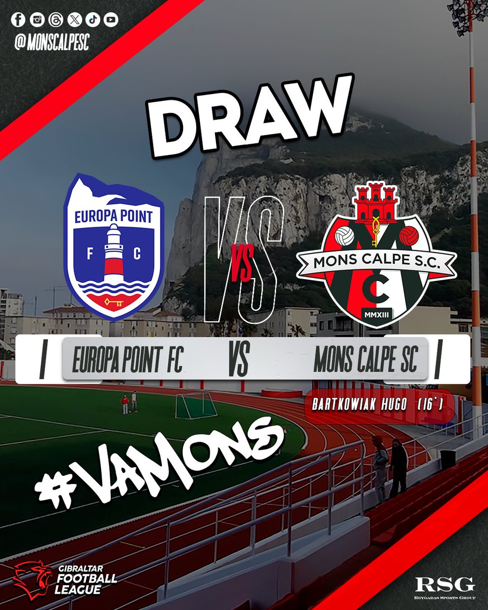 Mons Calpe S.C. Gibraltar (@monscalpesc) on Twitter photo ๐ฌ๐งโฝ After a hard-fought battle against Europa Point, we concluded the match with a 1-1 draw. Our sights are set on the next encounter, where determination and unity will lead us to victory. Let's keep pushing forward, VaMons! ๐๐ #MonsCalpe #UnityInVictory #NextChallenge ๐ฌ๐งโฝ After a hard-fought battle against Europa Point, we concluded the match with a 1-1 draw. Our sights are set on the next encounter, where determination and unity will lead us to victory. Let's keep pushing forward, VaMons! ๐๐ #MonsCalpe #UnityInVictory #NextChallenge