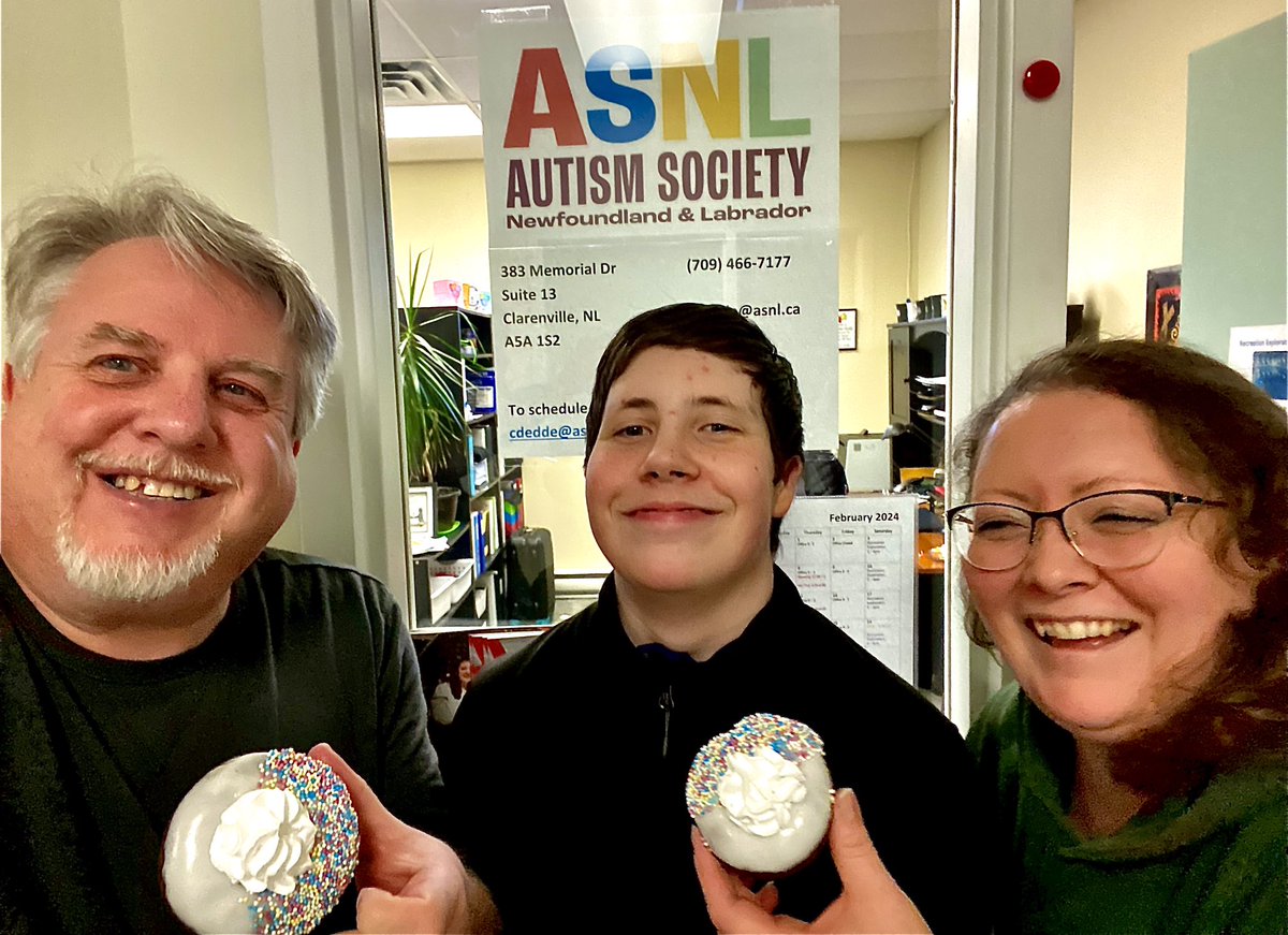 Chrisdedde's tweet photo. @AutismSocietyNL Eastern staff @Chrisdedde, @angelinafillier and Chris Fillier are supporting @SpecialOCanada @SpecialONL @SOClarenville #ClarenvilleAllStars with @TimHortons #SpecialOlympicsDonuts #ChoseToInclude https://t.co/8s3BdSstom