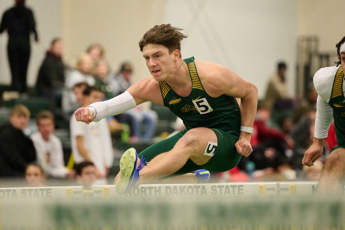 NDSUTrackField's tweet photo. Freshman Trey Heinrich now ranks 9th in NDSU history for the 60m hurdles after a personal-best 8.06 in the prelims. https://t.co/HqNfY9C0rU