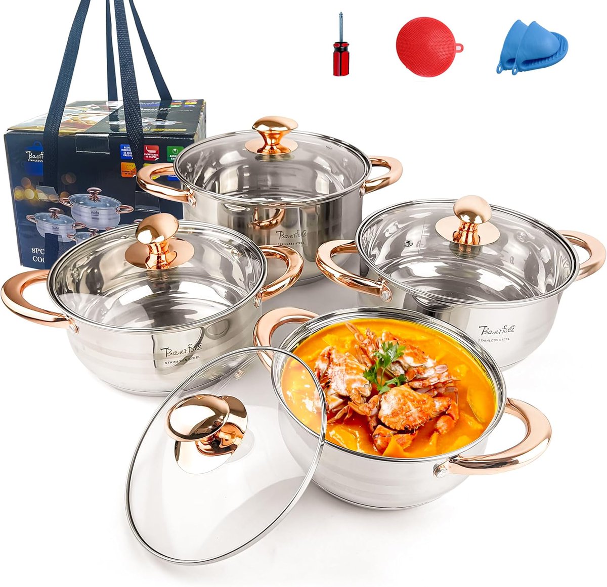 DealsFinderIO's tweet photo. 8 Piece Silver Pots and Pans Set with lids is $54.37 with promo code 45DVKCIP at checkout (was $98.86)

https://t.co/7KgJ2HwQSJ https://t.co/EQY6Qyu8cN