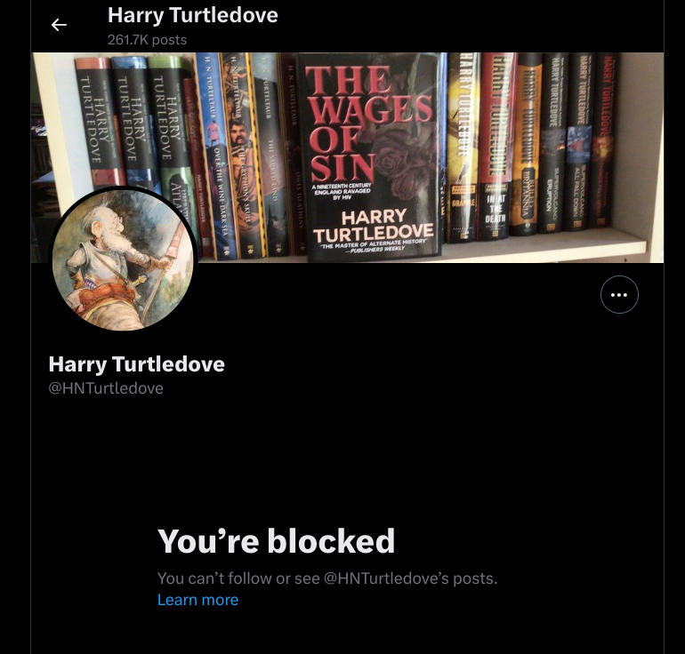 TravisHillsthe1's tweet photo. Blocked by the famous alternate history author The Henry Turtledove: 💀
All because I stated Thomas Jefferson's belief that politicians "Should Fear the people".
#Henryturtledove #HenryTurtledove #NormalAmericans  #Standagainsttryanny #ThomasJefferson #Sillyoldman  #January6th https://t.co/waBqQtCQ03