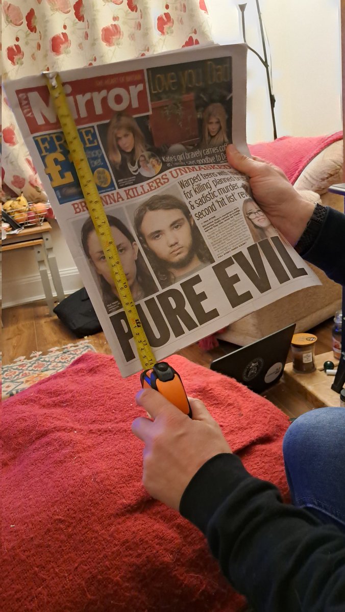 Natematics's tweet image. What is the height of the Daily Mirror to the nearest cm?
I said it was 35cm without measuring. 
1 cm under. 
#limitlesswin @antanddec @ITV #mathsquestions