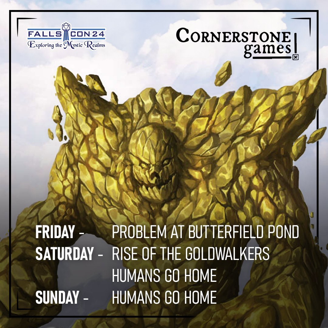 FallsCon's tweet photo. We're looking forward to all the One-Shots our sponsor Cornerstone Games is bringing to #fallscon24 - including a brand new adventure written for and being ran for the FIRST TIME at FallsCon!

Check out these events and more, all at FallsCon 2024: https://t.co/swTLYGSaov https://t.co/oHOzH2QkTp