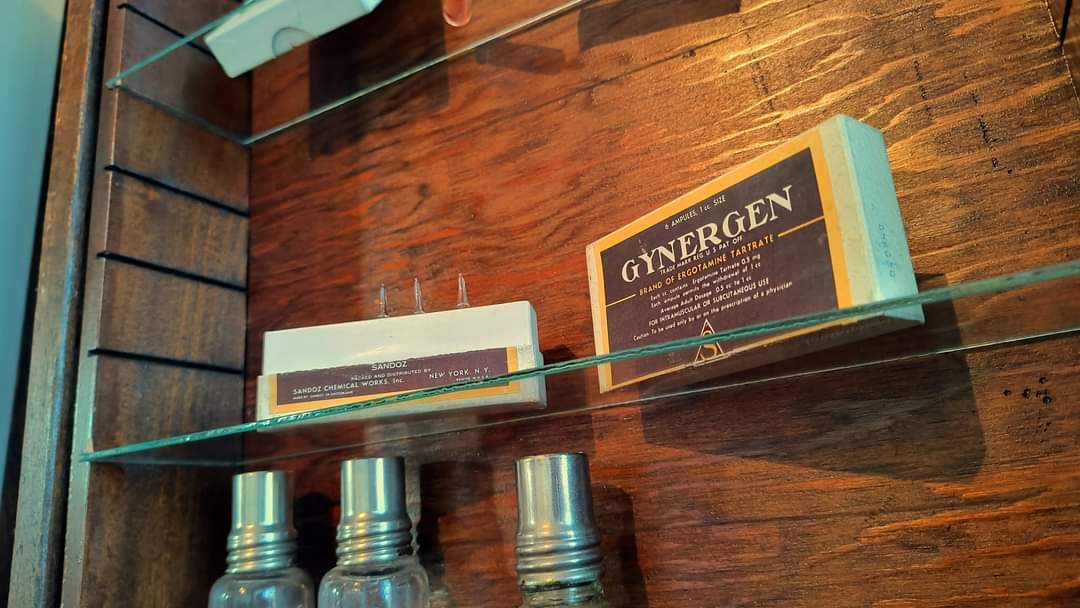 frankmuseum's tweet photo. Rainy days are perfect museum visit days. Plus, you can check out our newest exhibit installation- back on display after some lengthy preservation efforts, our collection of 1950s medicines and equipment that belonged to Dr. Burton Bancroft who periodically worked at the (1/3) https://t.co/tP5i79v0bp