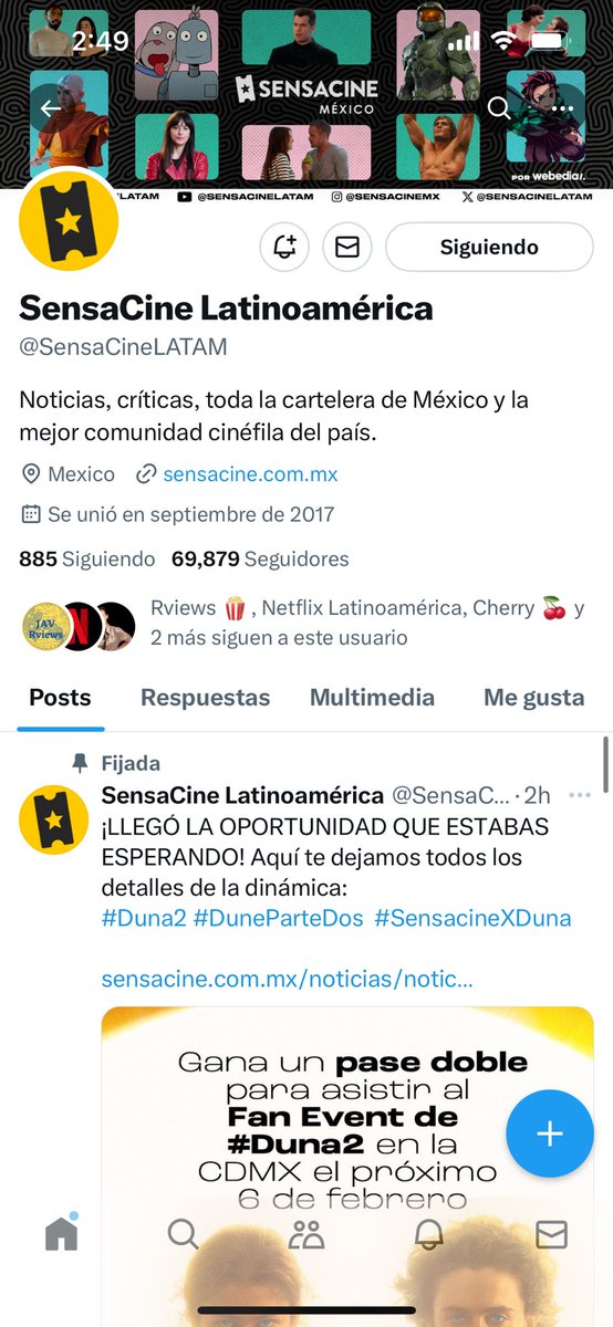 vanetommo1905's tweet photo. @SensaCineLATAM Espero ganar, son mi última esperanza 😭😭😭😭😭 #SensacineXDuna @SensaCineLATAM https://t.co/9CIl0hbJla