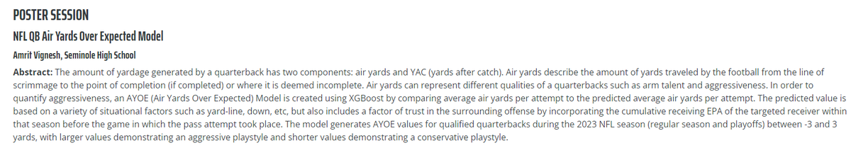 avsportsanalyst's tweet photo. Happy to have been accepted to present a poster at the UConn Sports Analytics Symposium led by @bmacGTPM, @statsinthewild0, and @jyanstat!
#sports #sportsanalytics #nfl #football #UCSAS https://t.co/T0GbTrCgX4