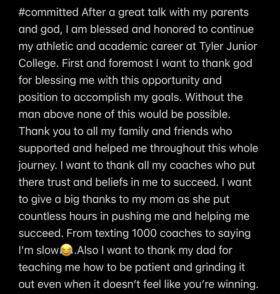 Jamari Evans (@jamari_evans3) on Twitter photo #AGTG Committed to Tyler Junior College💪🏾<a href="/CoachTLouis/">Terrence Louis</a> <a href="/BradyDavis10/">Brady Davis</a> <a href="/CoachJacobsonTJ/">Coach Tanner Jacobson</a> <a href="/KenAnioJr/">Ken Anio</a> <a href="/RecruitLouisian/">Recruit Louisiana™️</a> <a href="/On3Recruits/">On3 Recruits</a> #AGTG Committed to Tyler Junior College💪🏾<a href="/CoachTLouis/">Terrence Louis</a> <a href="/BradyDavis10/">Brady Davis</a> <a href="/CoachJacobsonTJ/">Coach Tanner Jacobson</a> <a href="/KenAnioJr/">Ken Anio</a> <a href="/RecruitLouisian/">Recruit Louisiana™️</a> <a href="/On3Recruits/">On3 Recruits</a>