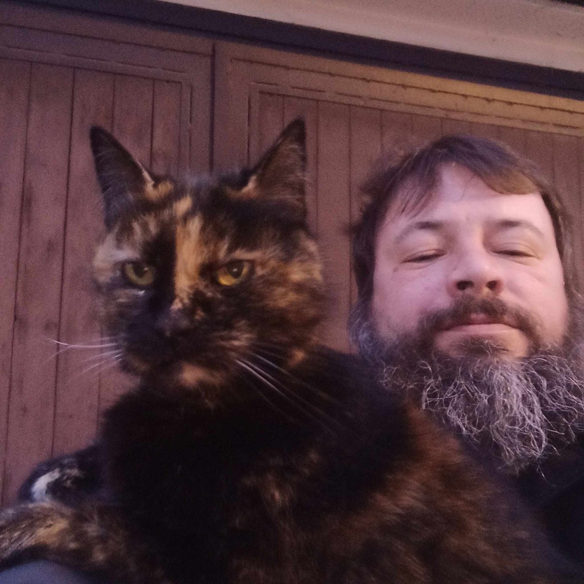 First photo of one of my buddy cat and me. :D Please focus on the cat, she is named: Rozsdás. :D