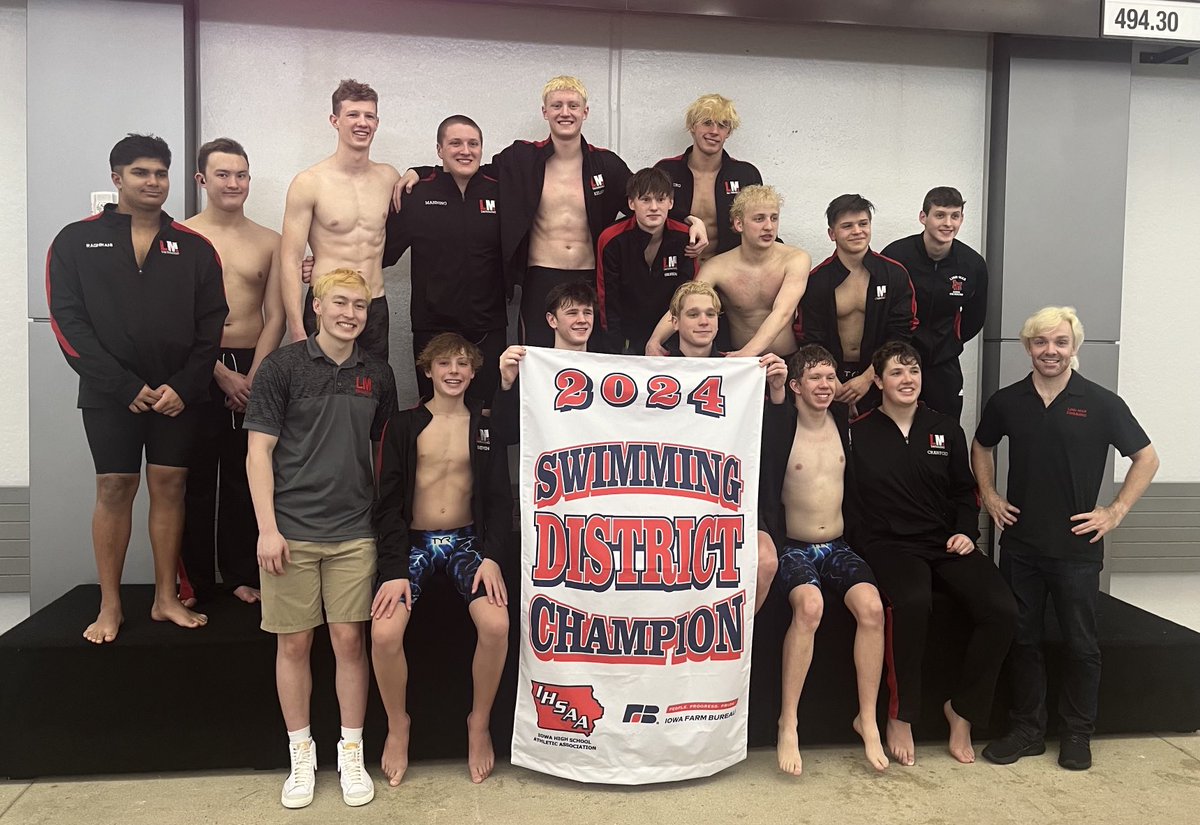Congrats to Linn-Mar Boys Swim Team for winning the district meet today! ⁦<a href="/LMSTIowa/">Linn-Mar Swim Team</a>⁩