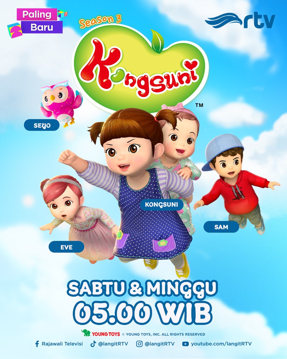 langitRTV's tweet image. Waw, Kongsuni mempunyai teman baru nih adik-adik.. Ada ulat kecil yang lucu! 🤩

Kita nonton bareng yuk! “𝗞𝗢𝗡𝗚𝗦𝗨𝗡𝗜 𝗦𝗲𝗮𝘀𝗼𝗻 𝗧𝗲𝗿𝗯𝗮𝗿𝘂” pkl. 05.00 WIB hanya di RTV Makin Cakep⁣⁣
⁣⁣
#RTVDigital #Kongsuni #RTV