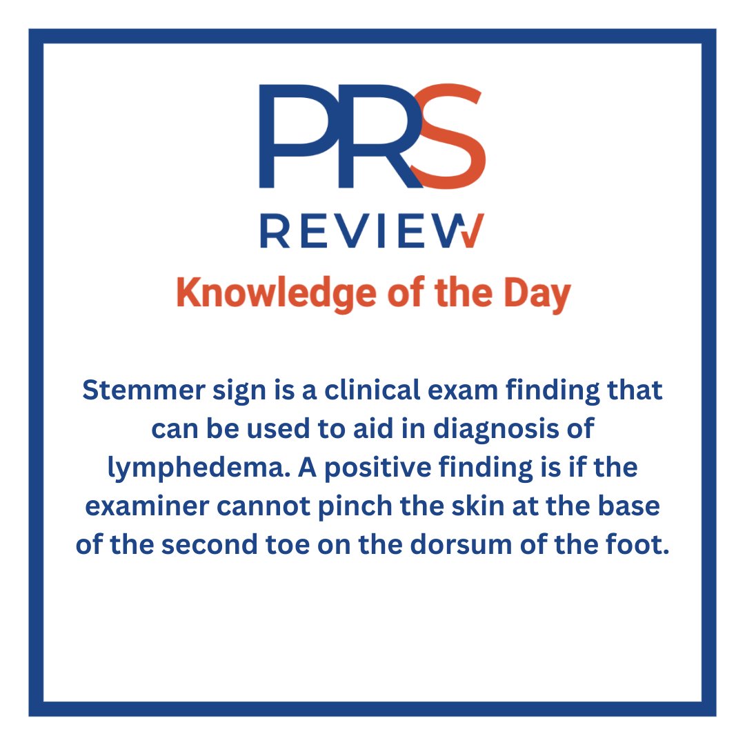 prsreview's tweet photo. Stemmer Sign
#prsreview #lymphedema #lymphedemasurgery #elephantitis #stemmersign #microsurgery #plasticsurgery #reconstructivesurgery #surgicaleducation #medicaleducation #meded #plasticsurgeryresidency #plasticsurgeryfellowship #plasticsurgeon #surgery https://t.co/v3CVizVWjc