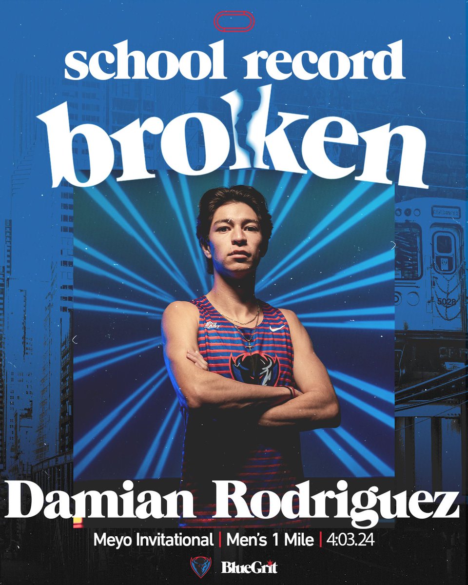 🚨 NEW SCHOOL RECORD‼️🚨

Damian Rodriguez takes DePaul's school record in the men's mile with a final time of 4:03.24! 

#BlueGrit🔵😈