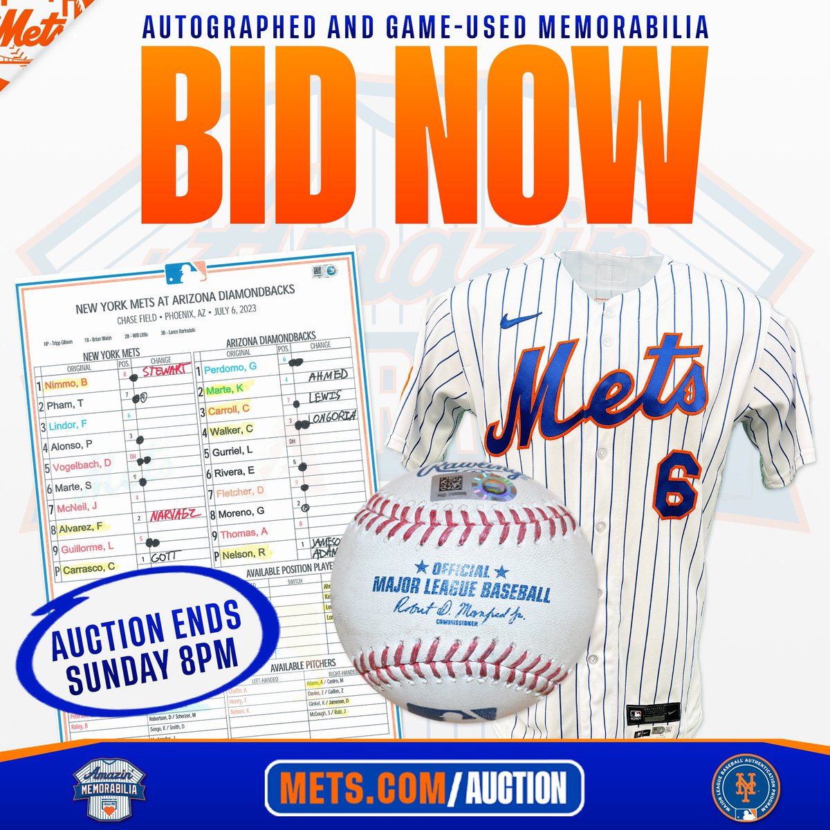 MetsMemorabilia's tweet image. Don’t forget to check out this week’s Amazin’ Memorabilia auction featuring game-used jerseys, baseballs, lineup cards and more! Weekly auctions end every Sunday at 8PM ET. #Mets #LGM #NYM
BID NOW 👉 bit.ly/3K4BfyH