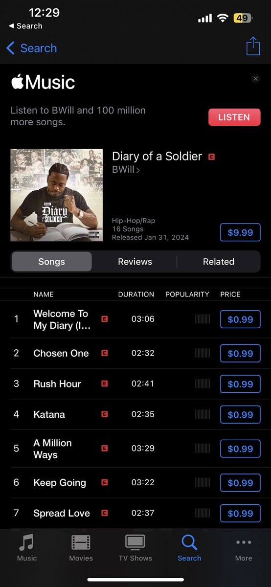 Bwill_2LIVE's tweet photo. My first album Diary of a Soldier is now out on all major platforms GO STREAM🔥❗️🎶 16 bangers for you to listen to &amp; get to know me. Thank you to everyone who has supported me on this journey so far, this is just the beginning 💪🏾🔥🚀  Cover Art 🐐 : @1HIGHRES 
#viral #distrokid https://t.co/g7pkmq4A29