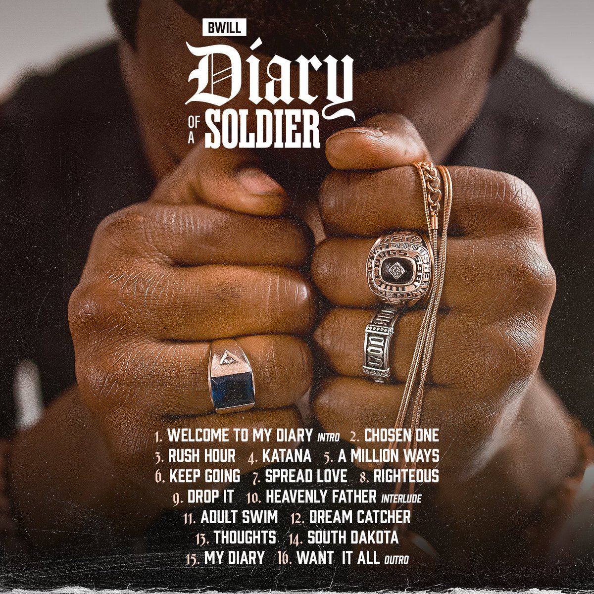 Bwill_2LIVE's tweet photo. My first album Diary of a Soldier is now out on all major platforms GO STREAM🔥❗️🎶 16 bangers for you to listen to &amp; get to know me. Thank you to everyone who has supported me on this journey so far, this is just the beginning 💪🏾🔥🚀  Cover Art 🐐 : @1HIGHRES 
#viral #distrokid https://t.co/g7pkmq4A29