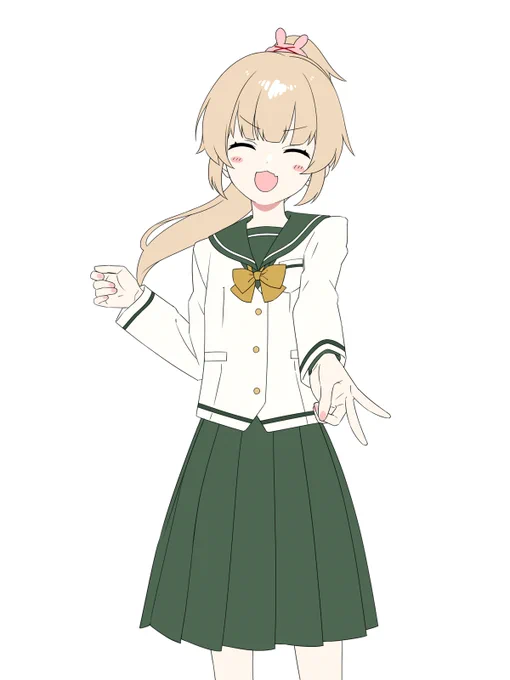 創作制服いろいろ着せちゃう㉗ 緑のセーラー服に白いジャケット。