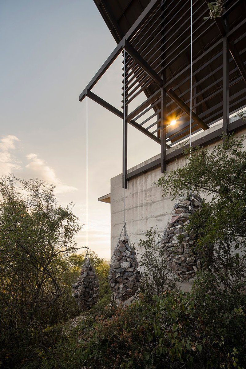 designboom's tweet photo. suspended gabion masses counterweight steel pavilion in mexico https://t.co/JMDYiKZLWg https://t.co/UF2kNgMx8Q