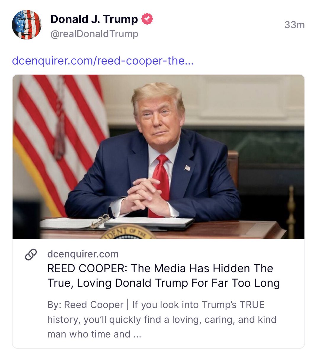 Thank you, BEST PRESIDENT TRUMP, for sharing my article today! Going into 2024, the American people deserve to know the truth about Trump's kind and generous actions throughout the years.