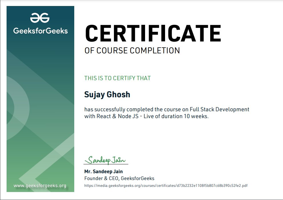 Sujayg298's tweet photo. "Thrilled to announce the completion of my Full Stack Development course with #geeksforgeeks! 🚀💻 Grateful for the valuable insights and hands-on experience gained throughout the journey. Ready to apply my newfound skills in crafting innovative web solutions! #fullstackdeveloper https://t.co/APBcCNK3Ax