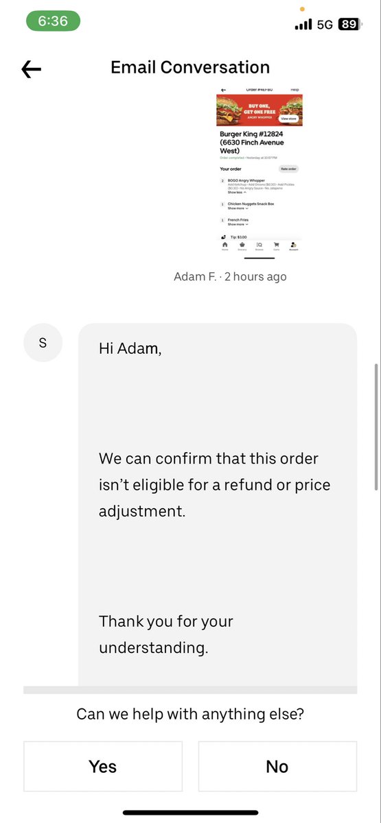 Linktheinformer's tweet photo. @Uber is losing a customer over $16.45 worth of food I didn’t receive they won’t refund. I’ve been taking an Uber to work 3 days a week. Looks like I’m taking Lyft now. And I’m doing a chargeback for only $16.45. https://t.co/0TT7fOdNhU