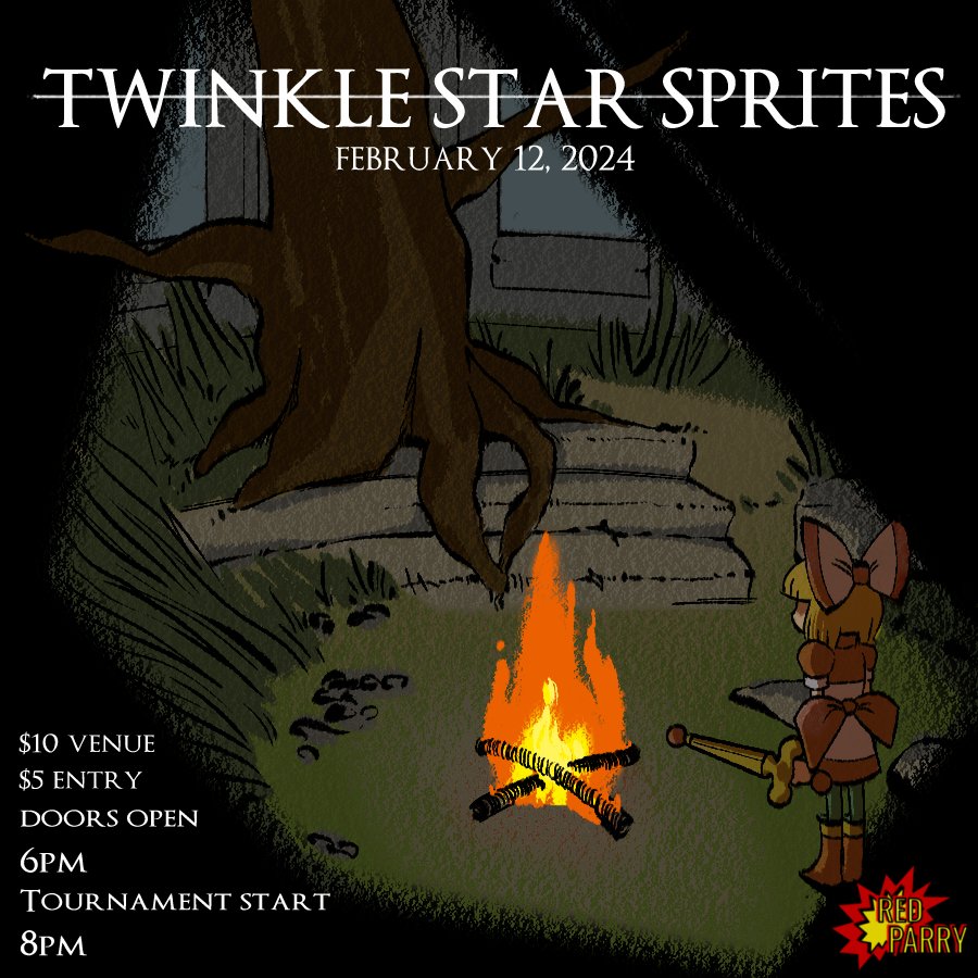 Twinkle Star Sprites tournament at Red Parry NYC happening Feb 12th. Sick flyer by <a href="/SOUP_TO_GO/">SOUP TO GO</a>

DM for more info. See you there!

#twinklestarsprites #retrogaming #shmup #puzzlegame