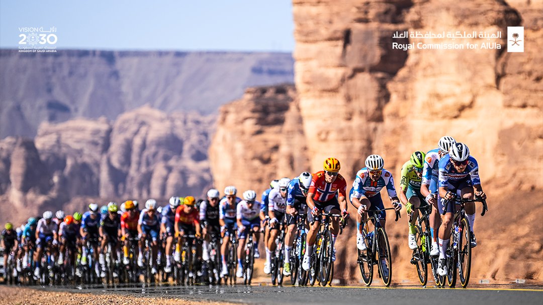 The #AlUlaTour stands as a premier sporting event in #AlUla, realised in collaboration with @mosgovsa. It showcases cyclists' skills against AlUla's unique natural and cultural landscapes, highlighting the region's distinct natural beauty.