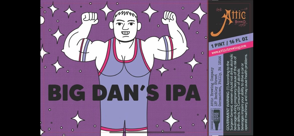 DanChamp4's tweet photo. Any other wrestlers have their own beer during wrestlemania weekend?  I don’t think so, but Big Dan is teaming with Attic Brewing to bring you BIG DAN IPA.  

Will be available during both Labor of Love shows and my Bday party on 4/4. 

Along with ticket sales for my bday party, proceeds will be donated to @Philabundance who help get food to the most vulnerable people in the Philly area.