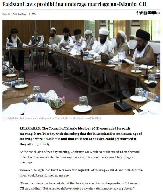 MediaSOI's tweet photo. Pakistan's Council of Islamic Ideology concluded that children can be married and raped as soon as they menstruate 

Pakistan is the fucking toilet of earth https://t.co/FEBeiXv7rR