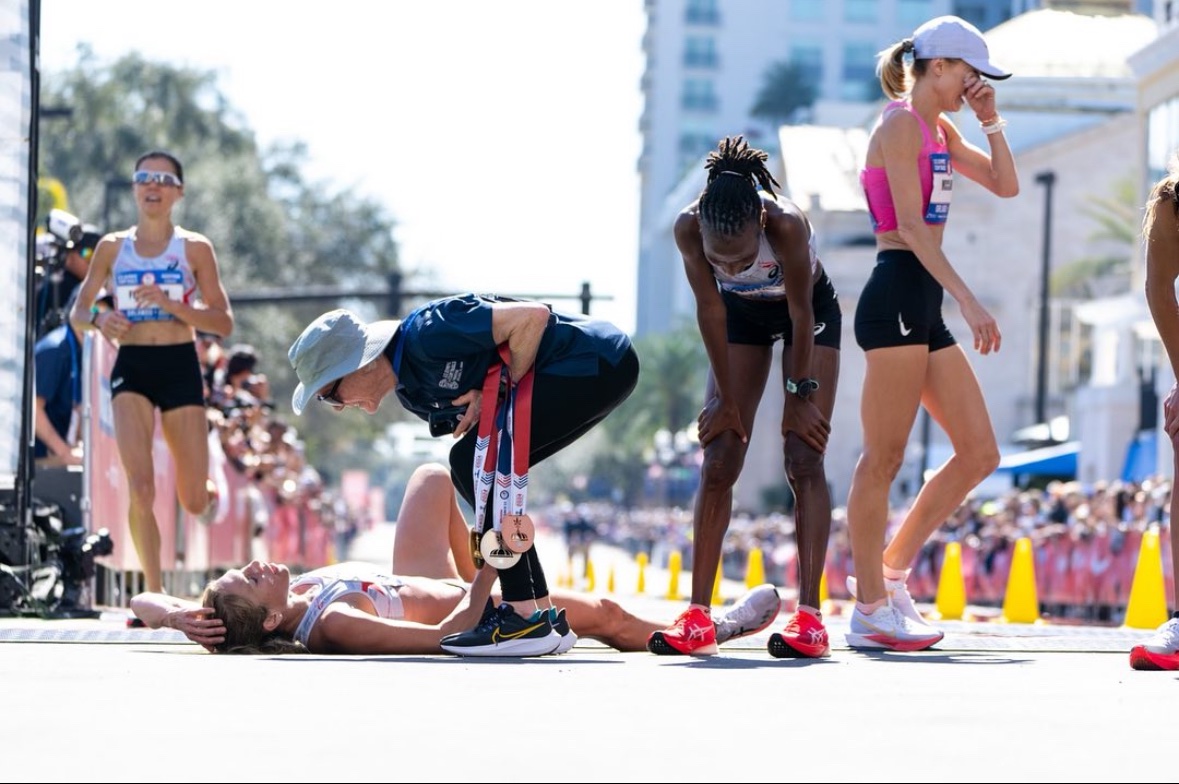5th at the Olympic Trials marathon

This one hurts more than any of the other 7, and yet I feel proud and have no regrets. Was in 3rd/could see 3rd the whole last lap as I battled through cramps. Never stopped believing, fought every step.