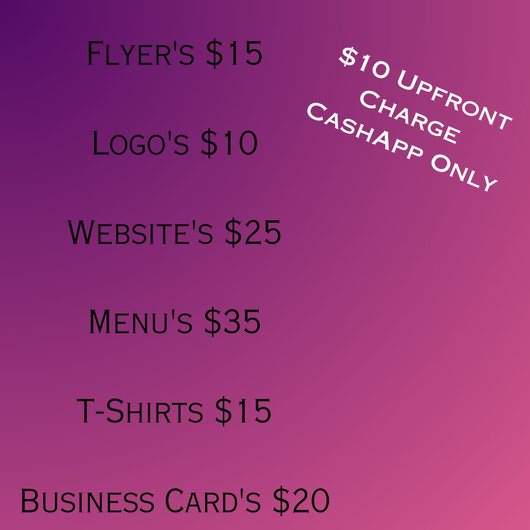 JuanitaJHunter's tweet photo. #fyp #businesscards #cashappme #upfrontfee #prices #logodesigns #Flyers #menu #WorkFromHome #viral #TrendingNow https://t.co/k6oE1FFwK0