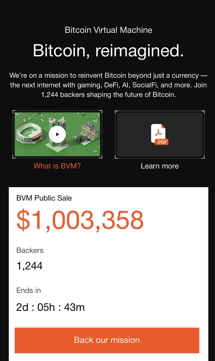 $BVM PUBLIC SALE UPDATE 🚀

🌟 $1,000,000 REACHED! 
💪 1,244 BACKERS!
⏳ ONLY 2 DAYS LEFT! 

Let us shape the future of <a href="/Bitcoin/">Bitcoin</a> together.

bvm.network