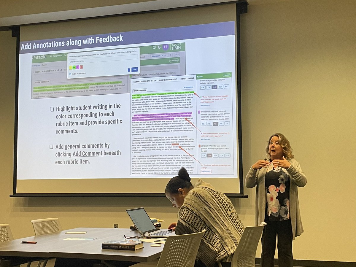 Streinsclass's tweet photo. @TheTeacherRoom HMH ladies demonstrated the new writing program #writable that uses AI for reliable and constructive feedback on St writing #globalleaders #unitingourworld @ParticipateLrng @Jupmiddle https://t.co/XcYknrYryX