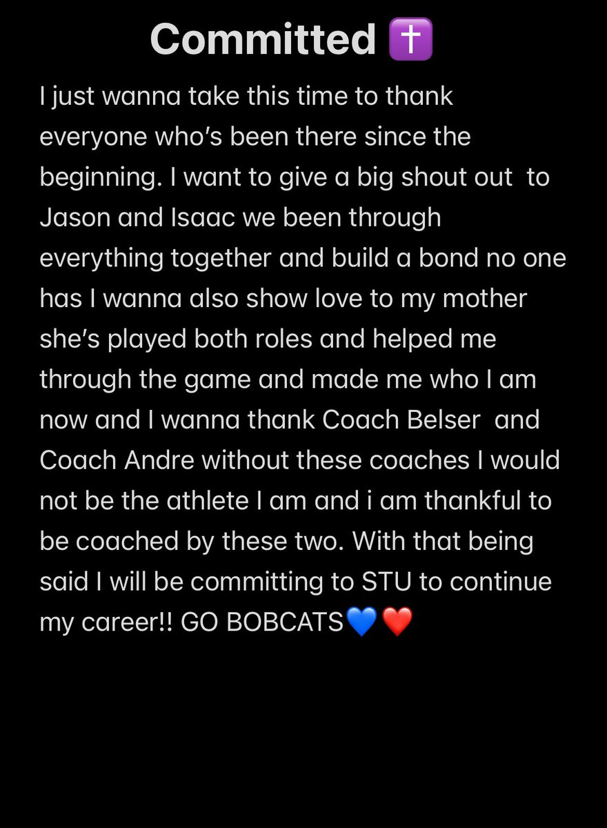 100% committed ❤️💙 @NoPoBobcats <a href="/ggbelser/">Garon Belser</a> <a href="/Justin_M_Post/">Justin Post</a> <a href="/STU_Football/">STU Football</a>
