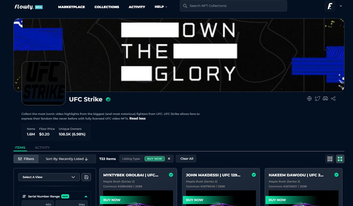 Why should the @UFCStrike community utilize Flowty?👊 #OwnTheGlory 🫡 Only @flow_blockchain marketplace where you can make & receive offers for UFC Strike 🛒 Bulk list up to 75 Moments at a time 🫰 Can list for <$1 🤏 Pay only 2% in sellers fees 💰 Ability to use Dapper Wallet