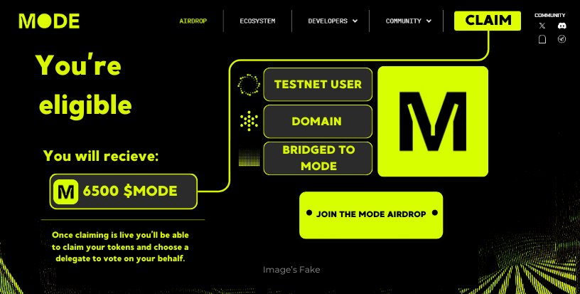 🌠 A stellar moment! AIRDROP for mode network is here!

🚀 Visit: modenetwork.io
✅ Use code: jO2Bg2
🎚 Make sure your wallet is secure.
🎁 Pick up your tokens in the airdrop section!

🌌 Your chance to shine with <a href="/bouncebit/"></a> !

#modenetwork #modenetworkairdrop #Airdrop