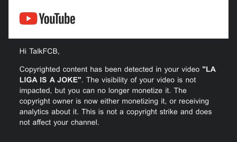 And just like that, La Liga have copyrighted my video. Despite no footage being used.