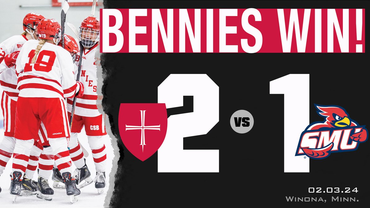 CSB_Athletics's tweet photo. HUGE WIN OVER #14 RANKED SAINT MARY'S! #BennieNation @csbhockey https://t.co/KndvIbCSDi